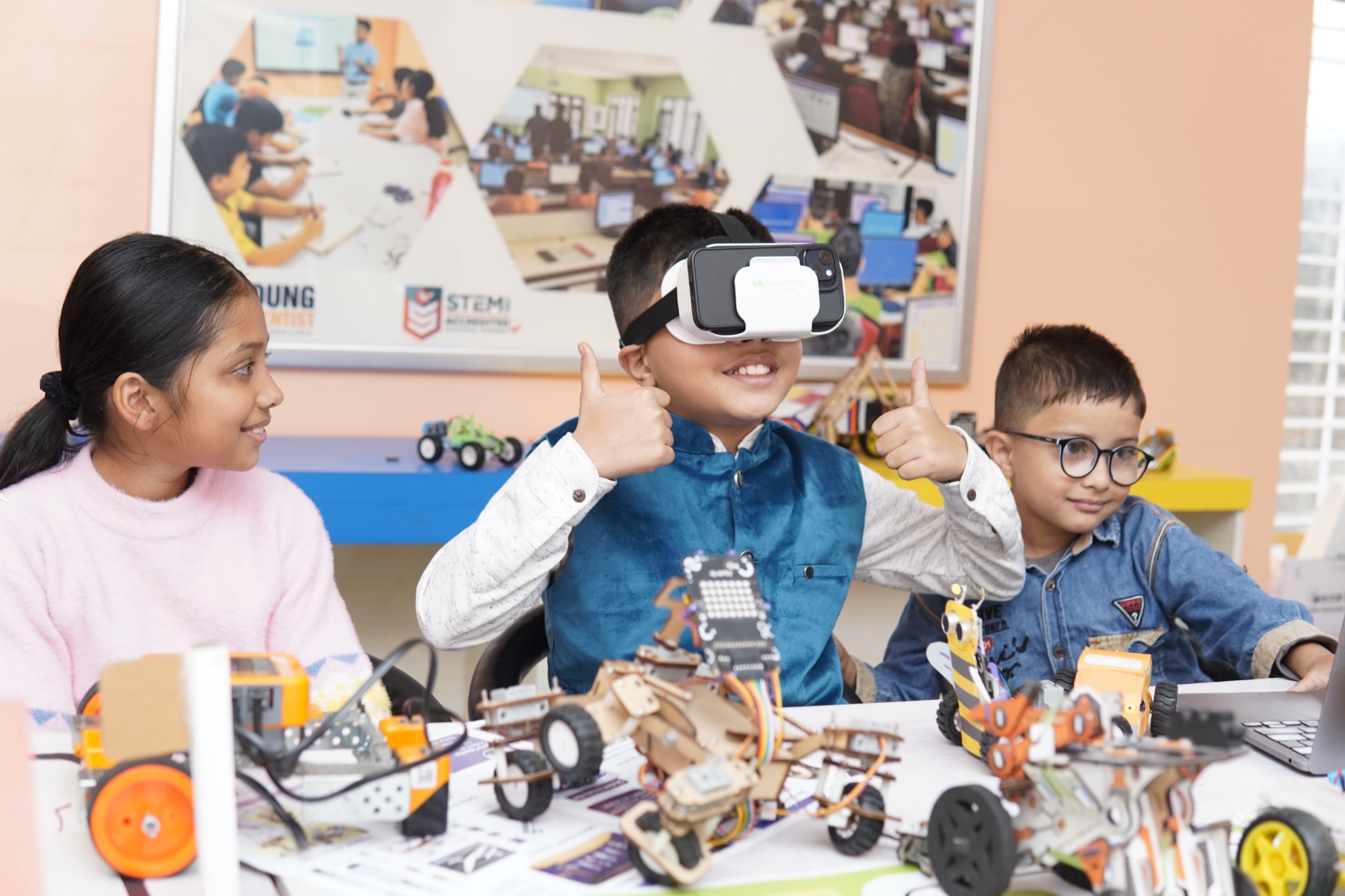Young learners exploring technology